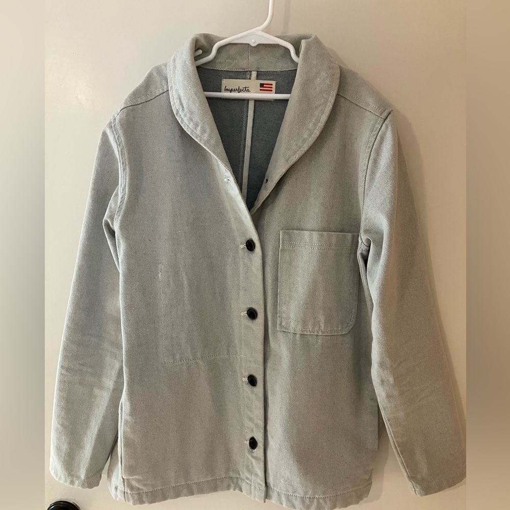 Imperfects women’s denim jacket. Size small. Kimono style.